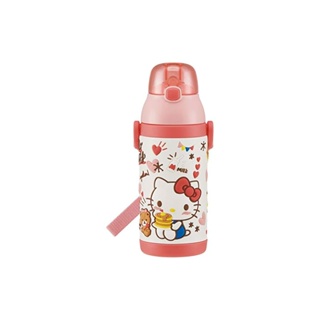 Skater Stainless Steel Childrens Water Bottle 380ml Straw Drink 3D Hello Kitty Snack Time SSPV4 Sanrio-A