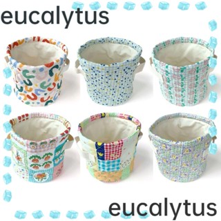 Eucalytus1 กระเป๋าเครื่องสําอาง ทรงบักเก็ต ลายหมี ขนาดเล็ก พับได้