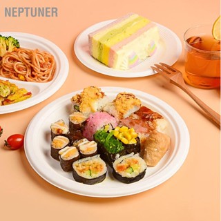 Neptuner 125 ชิ้นแผ่นกระดาษแบบใช้แล้วทิ้งจานขนมขนาด 6 นิ้วที่ย่อยสลายได้สำหรับการสังสรรค์ในครอบครัวปาร์ตี้วันเกิด