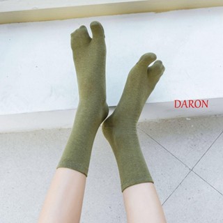 Daron ถุงเท้าสองนิ้วลําลอง ผ้าฝ้าย ระบายอากาศ สีแคนดี้ สไตล์ฮาราจูกุ