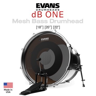 Evans™ dB ONE Mesh Bass Drumhead หนังกลองเบส แบบลดเสียงตี หนังตาข่าย 1 ชั้น เทคโนโลยี Kinetic Transfer Foam ขนาด : 18" 20" 22" ( EVANS ShockWeave Mesh ) ** Made in USA **