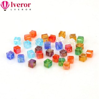 Lveror ลูกปัดคริสตัลสังเคราะห์ ทรงสี่เหลี่ยม คละสี 4*4 มม. สําหรับทําสร้อยข้อมือ