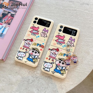 Jiehui ใหม่ เคสโทรศัพท์มือถือแฟชั่น ลายการ์ตูนชินจัง พร้อมจี้ห้อย สําหรับ Samsung Z Flip4 Z Flip3