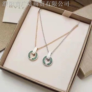 Bvlgari สร้อยคอเงินสเตอร์ลิง 925 จี้รูปนกยูง ประดับเพชร สีเขียว คุณภาพสูง