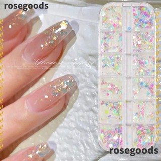 Rosegoods1 เลื่อมกลิตเตอร์ แวววาว สําหรับตกแต่งเล็บ DIY