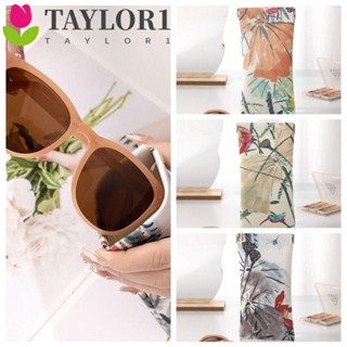 Taylor1 เคสแว่นตา ปิดเองได้ ลายใบบัว ภาพวาดหมึกจีน ดอกไม้ กันน้ํา สําหรับเด็ก