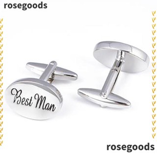 Rosegoods1 กระดุมข้อมือแต่งงาน แฟชั่นผู้ชาย เครื่องประดับชุบเงิน เจ้าบ่าว