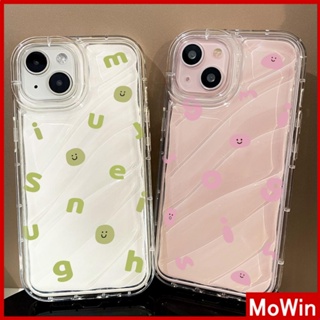 Mowin - เข้ากันได้สำหรับ เคสไอโฟน เคสไอโฟน11 เคส iphone 11 เคส iPhone Water Ripple Clear Case TPU กันกระแทกนุ่มใสเรียบง่ายสีเขียวสีชมพูตัวอักษรเล็กเข้ากันได้กับ iPhone 13 Pro max 12 Pro Max 11 XR XS 7