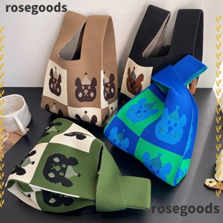 Rosegoods1 กระเป๋าถือ กระเป๋าช้อปปิ้ง ผ้าถัก ออกแบบเฉพาะ สําหรับผู้หญิง