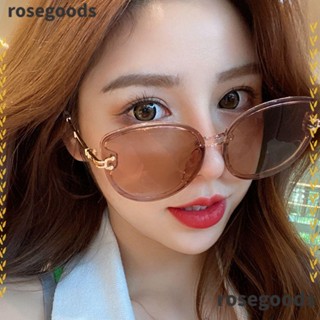 Rosegoods1 แว่นตากันแดด ทรงกลม ป้องกันรังสีอัลตราไวโอเลต สีน้ําตาลเข้ม สําหรับผู้หญิง ฤดูร้อน กรอบขนาดใหญ่ แว่นตาสีดํา เดินทาง