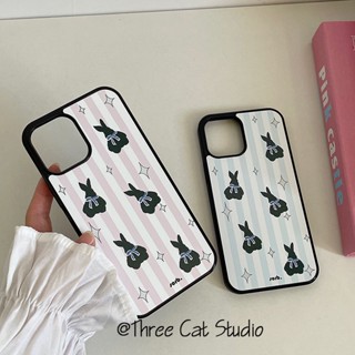 เคสโทรศัพท์มือถือ PC แบบแข็ง ลายกระต่ายน่ารัก สีชมพู และสีฟ้า สําหรับ 14pro 13promax 13 12 11 xsmax xr