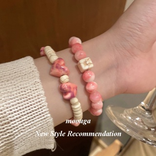 Moouga/pink Cream~ สร้อยข้อมือ ลูกปัดเซรามิค น่ารัก สําหรับผู้หญิง