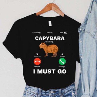 เสื้อยืด พิมพ์ลายการ์ตูนสัตว์ Capybaras อินเตอร์เฟซการโทร