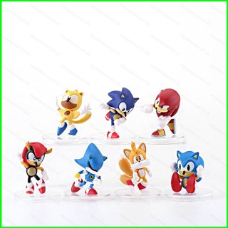 Sqt โมเดลฟิกเกอร์ Sonic Action Figure Knuckles Tails Shadow Iron Sonic EXE ของเล่นสําหรับเด็ก 7 ชิ้น