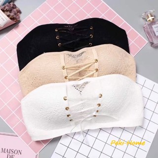 พร้อมส่ง เสื้อในบราลูกไม้สีพื้นดันทรงสำหรับผู้หญิง