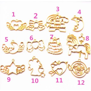 Gold Key Open Bezel Pendant Magic Unicorn Open Bezel Charm Magical Girl Clearance sale