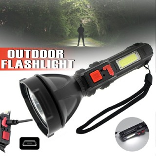 New USB Rechargeable LED COB Flashlight Waterproof Portable Torch Searchlight