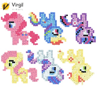 [Virgil.th] สติกเกอร์ปักครอสสติตช์คริสตัล รูปการ์ตูนม้าโพนี่ DIY 6 ชิ้น