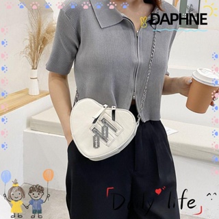 Daphne กระเป๋าถือ กระเป๋าสะพายไหล่ หนัง PU แต่งซิป รูปหัวใจ หรูหรา สีพื้น สําหรับสตรี