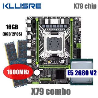 Kllisre X79 ชุดเมนบอร์ดคอมโบ LGA 2011 E5 2680 V2 CPU หน่วยความจํา 2*8GB DDR3 1600 ECC RAM