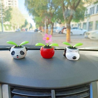 Shaking Head Car Interior Decoration Solar Energy Apple like Flower for Car Dashboard Decoration Puppy Doll Panda Cute 5YMf