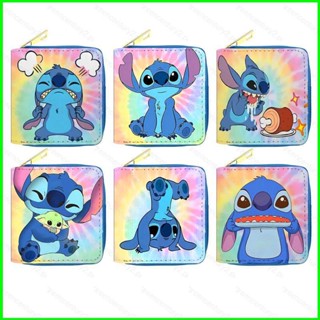 กระเป๋าสตางค์ ใบสั้น แต่งซิป ลายการ์ตูน Stitch น่ารัก ใส่บัตรได้หลายใบ แฟชั่นสําหรับสตรี และนักเรียน