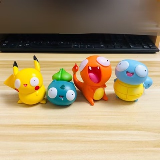 โมเดลฟิกเกอร์ Pokemon Four Silly Gk Pikachu Bulbasaur Squirtle Charmander ของเล่นสําหรับเด็ก