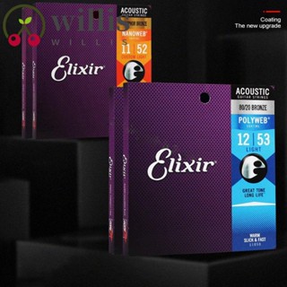 Willis Elixir สายกีตาร์อะคูสติก สัมผัสลื่น พกพาง่าย #1 สายกีตาร์อะคูสติก นิกเกิล สีบรอนซ์ 11002 11052 16027