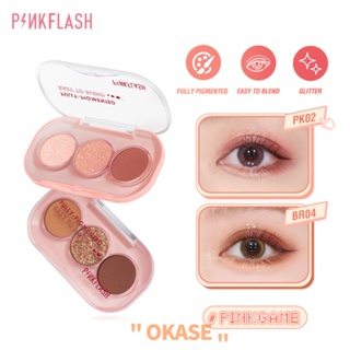 PINKFLASH Eyeshadow Palette High Colour Rendering Long-lasting Waterproof อายแชโดว์ 3 สี Pink Girly Ready