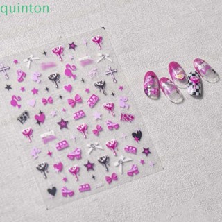 Quinton สติกเกอร์ตกแต่งเล็บ ลายหน้ายิ้ม สีชมพู สําหรับตุ๊กตาบาร์บี้ DIY