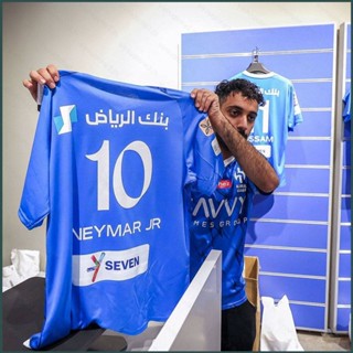 เสื้อยืดแขนสั้น ลายทีมชาติฟุตบอล Neymar Al Hilal Saudi 2023-24 ชุดเหย้า พลัสไซซ์