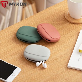 Myron กระเป๋าเก็บหูฟัง สายไฟ USB แบบพกพา ซิลิโคนนิ่ม