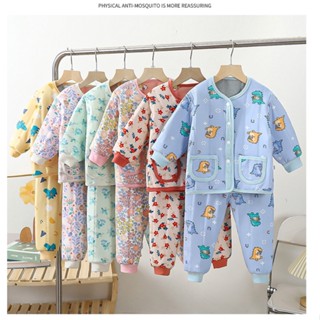 [ML] พร้อมส่ง ชุดเสื้อผ้าเด็ก ผ้าฝ้าย แบบหนา ขนาดเล็ก 80-130 ซม. ให้ความอบอุ่น แฟชั่นฤดูใบไม้ร่วง ฤดูหนาว สําหรับเด็ก