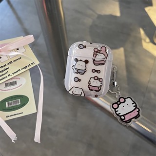 เคสหูฟังบลูทูธ TPU ลายการ์ตูนสุนัขน่ารัก พร้อมพวงกุญแจ สําหรับ AirPods 1 2 Pro 3