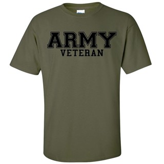 ขายดี เสื้อยืดแขนสั้นลําลอง ผ้าฝ้าย พิมพ์ลายโลโก้ Army Veteran สีดํา สีเขียวทหาร สําหรับผู้ชาย 650801