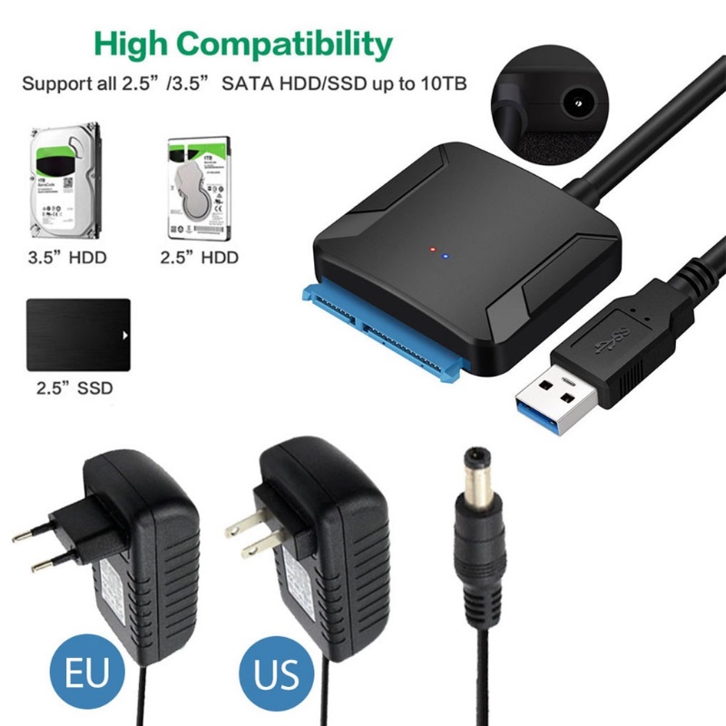 BENOSEM สาย Sata to USB3.0 เสียบ HDD SSD Sata ได้ทุกขนาด ทุกยี่ห้อ เพื่อนำข้อมูลออกมาใช้ แถมAdapter จ่ายไฟ 1 ตัว