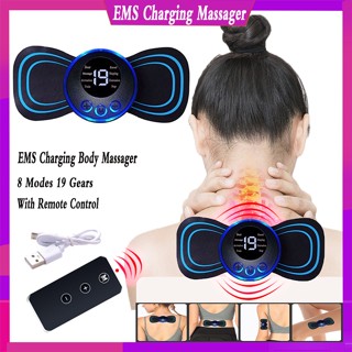 รีโมตคอนโทรล EMS เครื่องนวดขนาดเล็ก, แผ่นแปะนวดคอ แบบชาร์จ USB เครื่องนวดร่างกายไฟฟ้า กระดูกสันหลังส่วนคอ หลัง ไหล่ ขา ผ่อนคลายอาการปวด