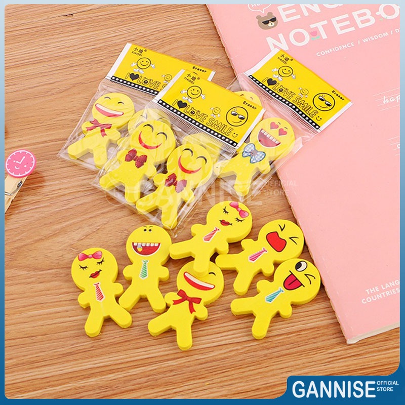 Emoji Smile Pencil Eraser School Stationery Cute Unique ของที่ระลึก GoK-ST0015