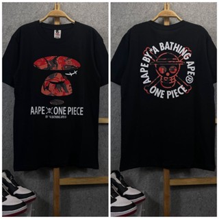 เสื้อยืดแขนสั้นเสื้อยืด Aape x One Piece นําเข้า + แท็กเต็มตัวS-5XL