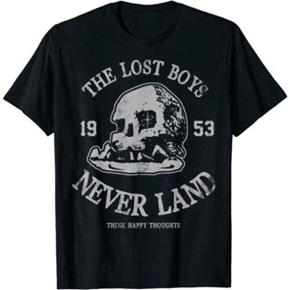 เสื้อยืดผ้าคอตตอน เสื้อยืดผ้าหนา ราคาส่ง เสื้ เสื้อยืด พิมพ์ลาย Peter Pan The Lost Boys Think Happy Thoughts สําหรับผู้ใ