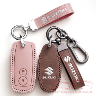 เคสกุญแจรถยนต์ หนังวัวแท้ เชือกคล้องมือ พวงกุญแจโลหะบูติก สําหรับ Suzuki