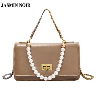 Jasmin NOIR กระเป๋าสะพายไหล่ กระเป๋าถือ หนัง PU ประดับไข่มุก สําหรับสตรี