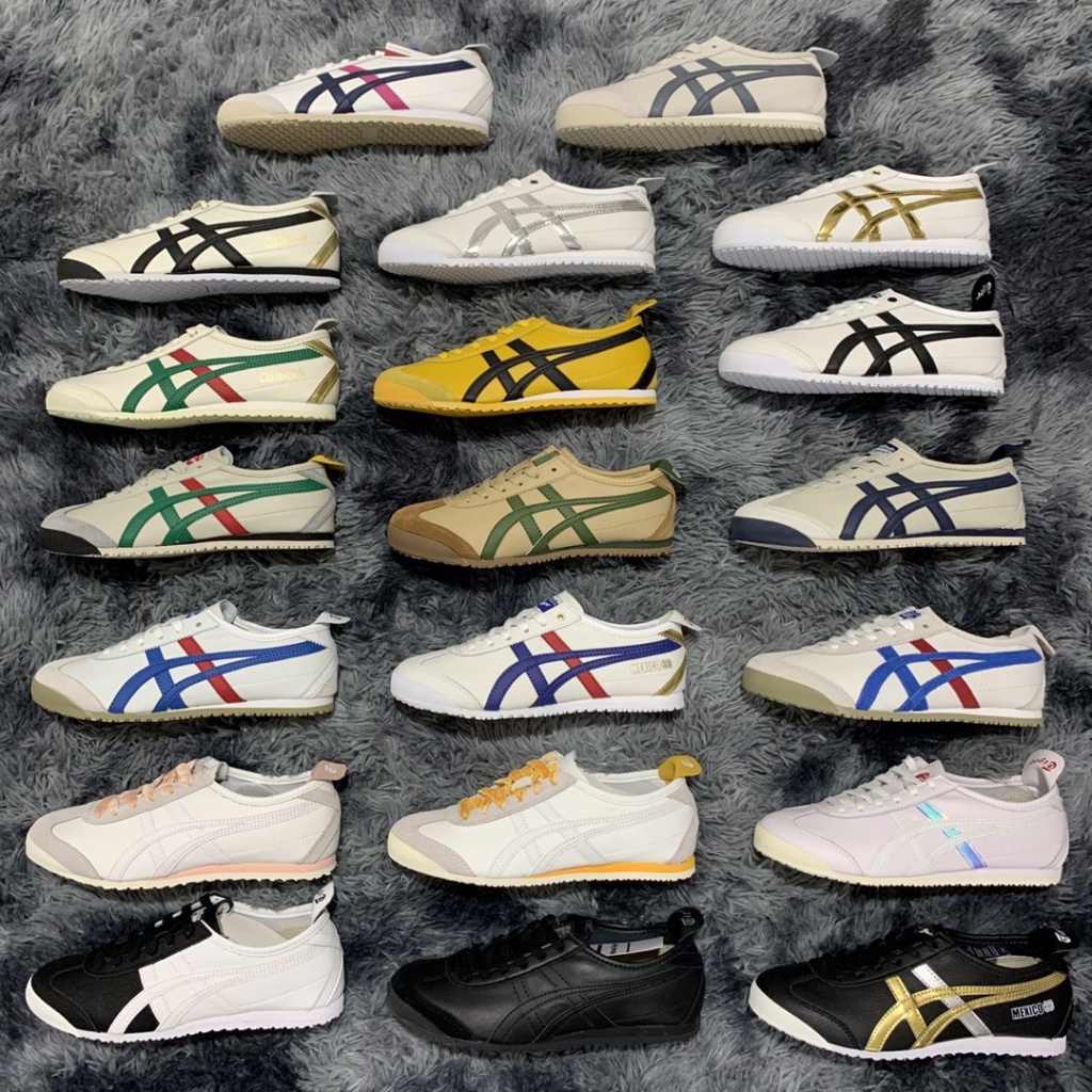 Asics Onitsuka Tiger Mexico 66 cowhide รองเท้ากีฬาสําหรับบุรุษและสตรีรองเท้าผ้าใบวิ่งลําลองรองเท้าได