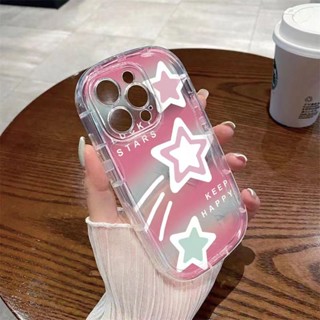 เคสโทรศัพท์มือถือ ซิลิโคนนิ่ม ใส กันกระแทก ลายดาว 3 ดวง สําหรับ IPhone 14 13 12 11 Pro Max XS X XR 8+ 7 Plus