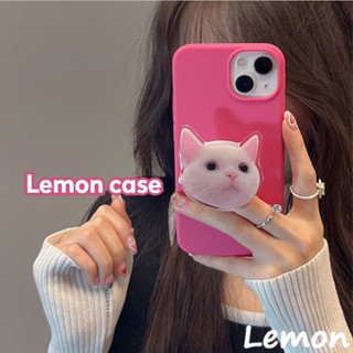 [Lemon] เคสโทรศัพท์มือถือ ลายแมว สีแดงกุหลาบ แวววาว สไตล์เกาหลี ญี่ปุ่น สําหรับ iPhone 14 14pro 14promax 14plus 13 13pro 13promax 7 8 7plus 8plus 11 12 XR XSMAX 12pro 11promax 12promax