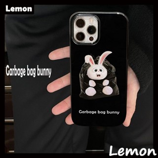 [Lemon] เคสโทรศัพท์มือถือ พลาสติกนิ่ม แวววาว ลายการ์ตูนกระต่ายน่ารัก สีดําวาว สําหรับ Iphone 14pro 14promax 13 13pro 13promax 11 12 12pro 12promax XR XSMAX 7P 8P MINI