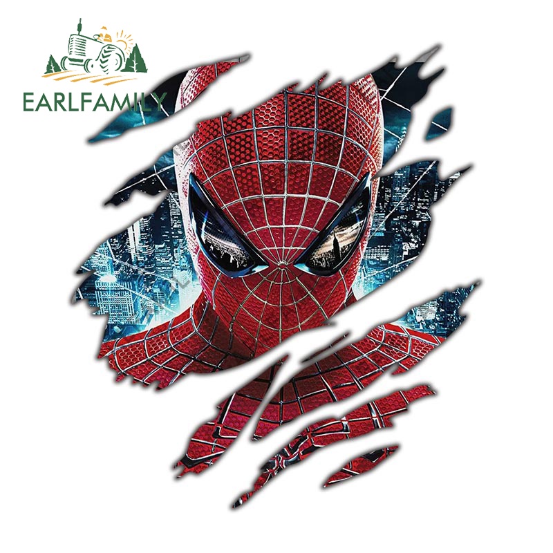 Earlfamily สติกเกอร์กันน้ํา ลาย Marvel Spiderman Hulk Iron Man Tear Cool RV Camper 13 ซม. สําหรับติดตกแต่งรถยนต์
