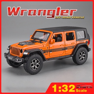 Klt โมเดลรถยนต์ สเกล 1/32 JEEP Wrangler Rubicon 4X4 โลหะอัลลอย ของเล่นสําหรับเด็กผู้ชาย รถบรรทุก รถยนต์ ขนาดเล็ก มีเสียง และไฟ