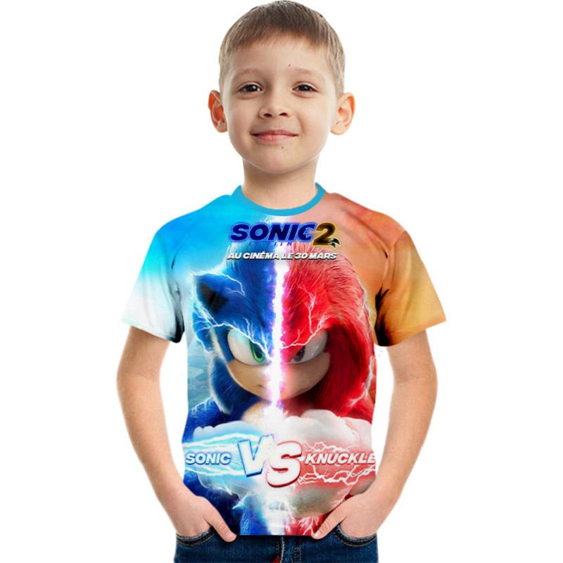 Sonic Hedgehog 3D การพิมพ์ชายเสื้อยืดเด็ก Quick Drying แฟชั่น Casual เสื้อยืด 2024 ฤดูร้อน