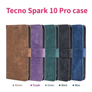 Tecno Spark 10 Pro เคสหรูหรา หนัง PU กระเป๋าสตางค์ เคสกันกระแทก